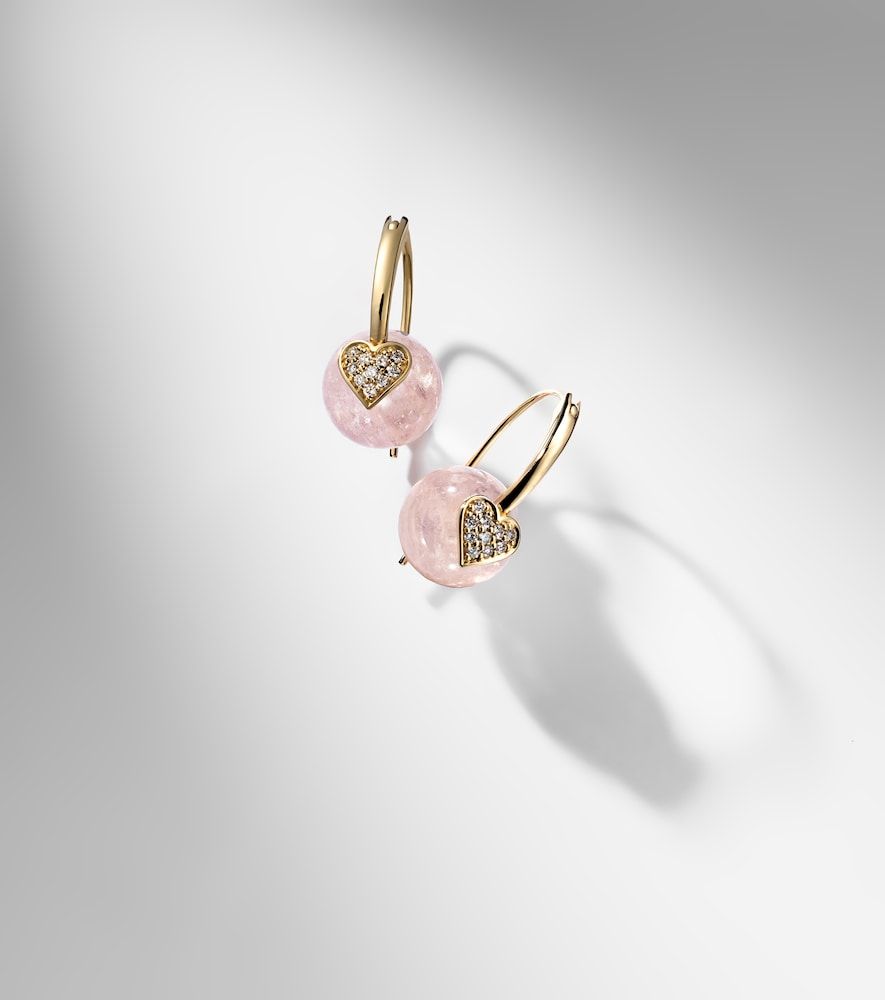 Boucles d’oreilles en or 14 ct (585/1000) avec diamants et morganites - Sydney Evan - Modalova