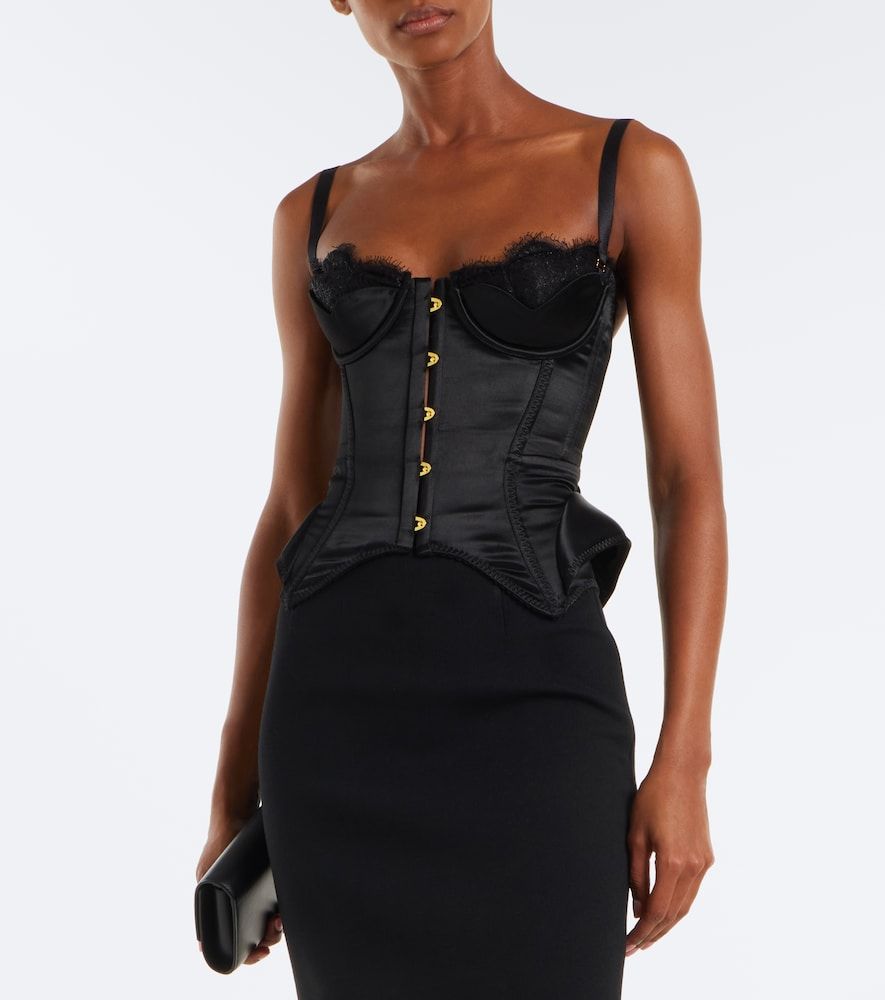 Top bustier Samya en satin et dentelle - Maria Lucia Hohan - Modalova