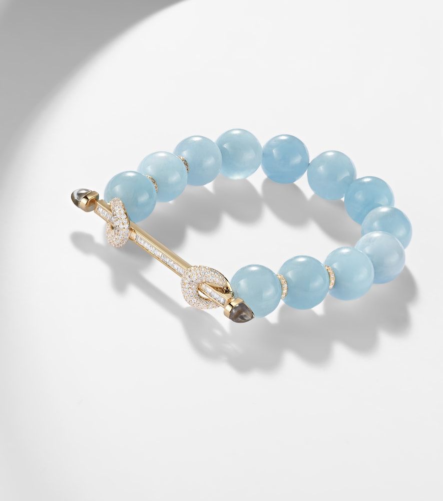 Bracelet Chakra en or 18 ct à aigues-marines et pierres précieuses - Ananya - Modalova