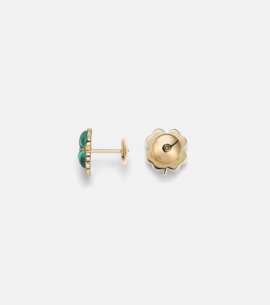 Yvonne Léon Boucles d’oreilles Puces Dôme Trèfle en or 9 ct, diamants et malachite - Yvonne Leon - Modalova