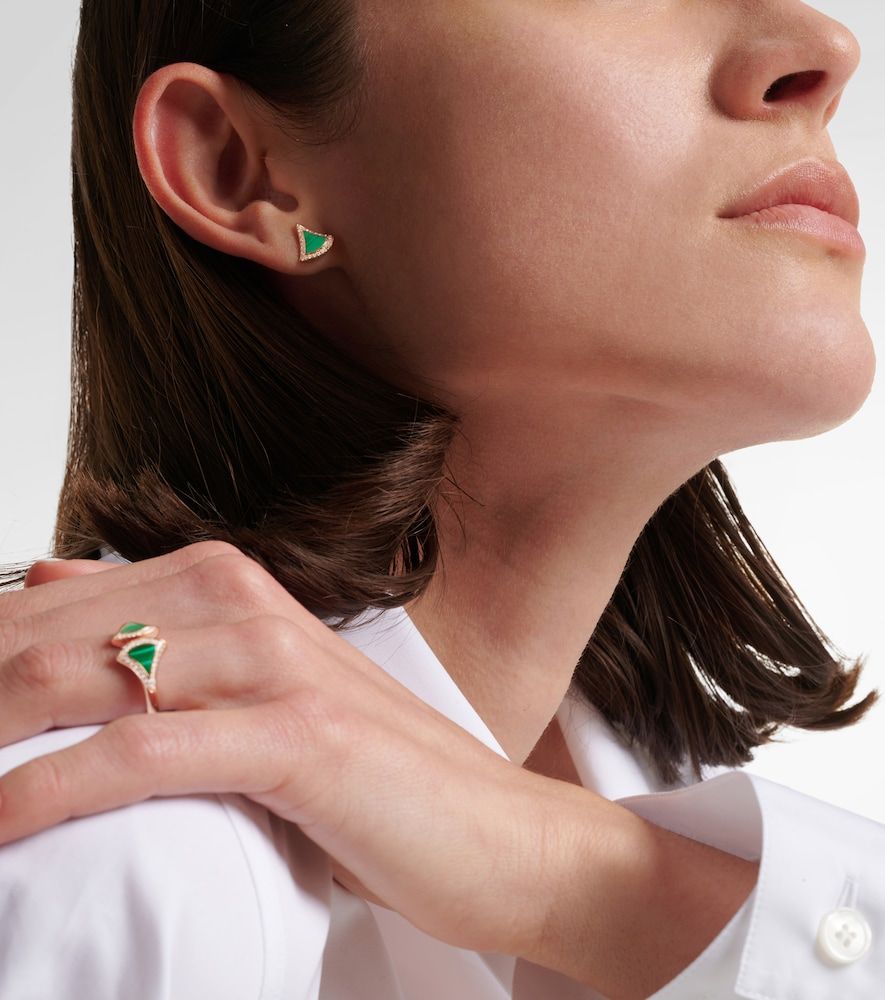 Boucles d'oreilles Divas' Dream en or rose 18 ct, malachite et diamants - Bvlgari - Modalova