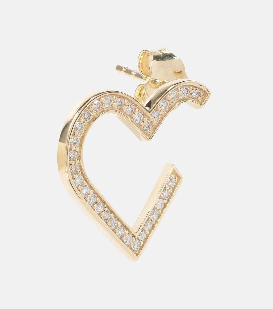 Boucles d'oreilles Heart en or 14 ct et diamants - Sydney Evan - Modalova