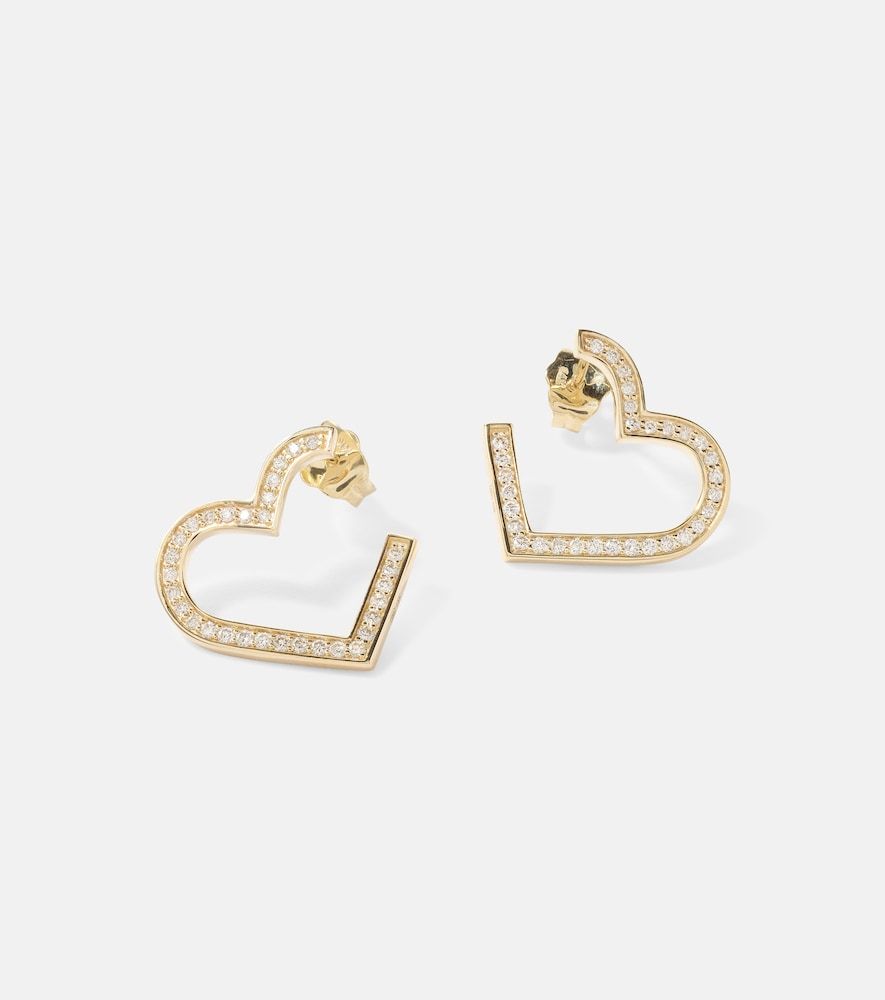 Boucles d'oreilles Heart en or 14 ct et diamants - Sydney Evan - Modalova