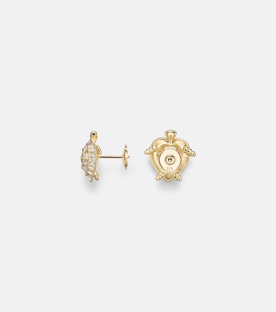 Yvonne Léon Boucles d’oreilles Tortue Coeur en or 9 ct et diamants - Yvonne Leon - Modalova