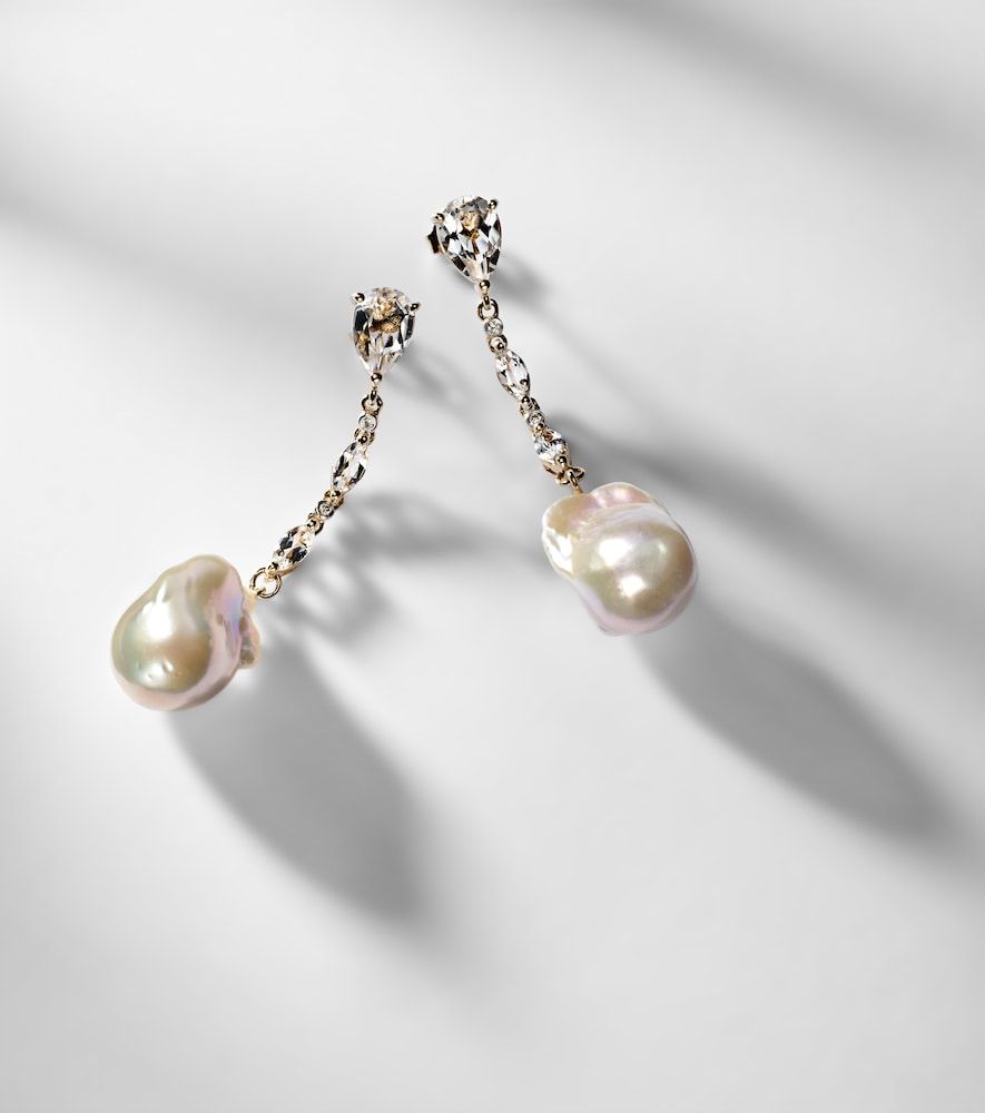 Boucles d'oreilles en or 14 ct, perles et topazes - Mateo - Modalova