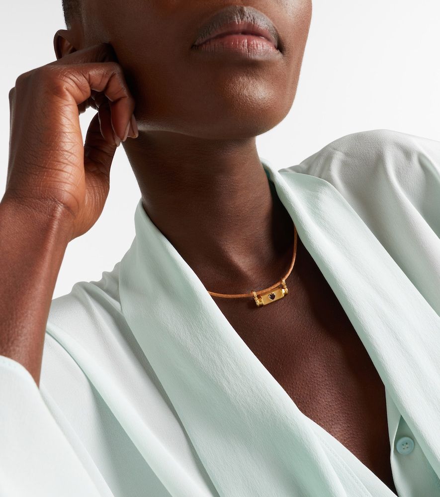 Collier Heart Smash en or 18 ct, cuir et grenat - Marie Lichtenberg - Modalova