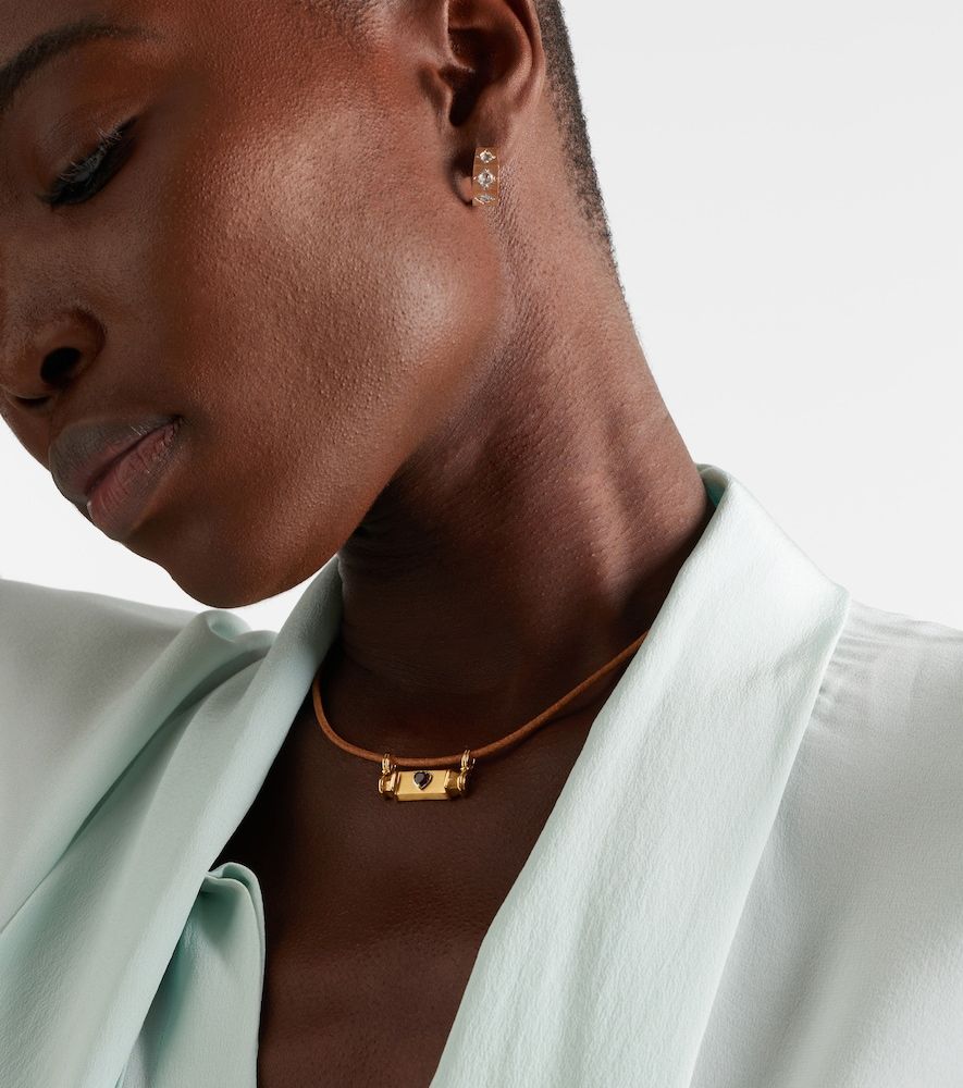 Collier Heart Smash en or 18 ct, cuir et grenat - Marie Lichtenberg - Modalova