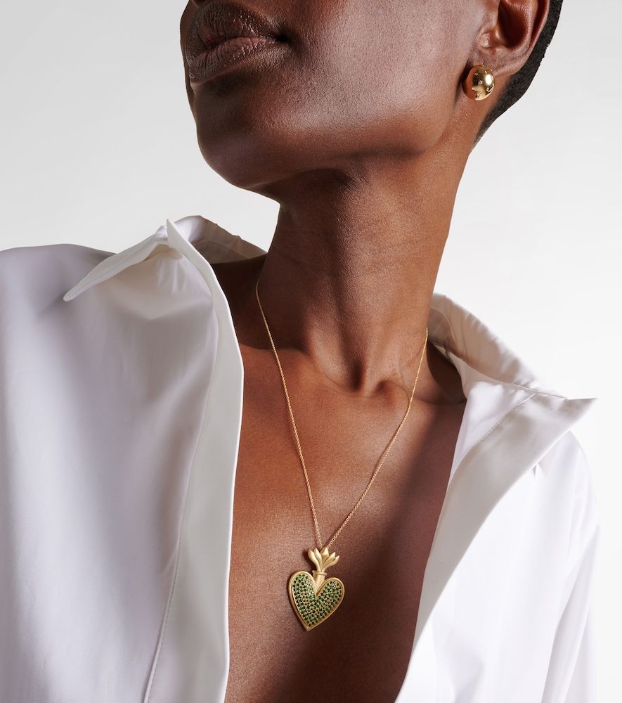 Collier Blowing Heart en or 18 ct et tsavorites - Ileana Makri - Modalova