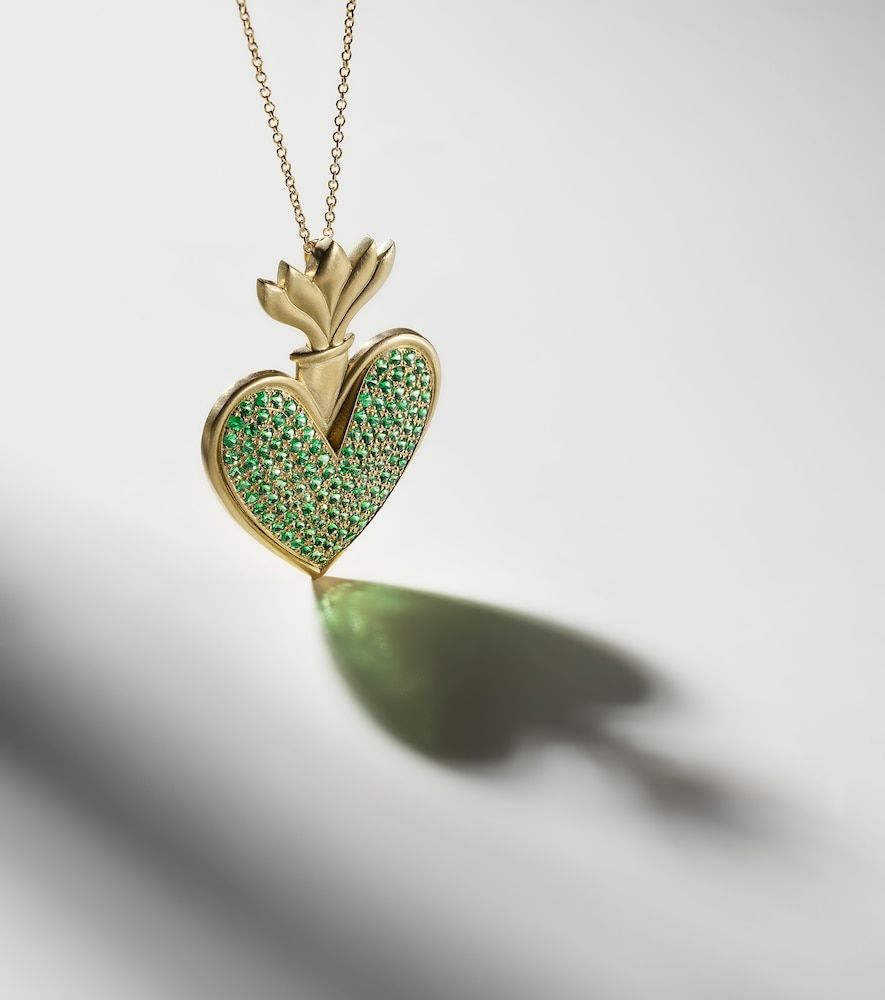 Collier Blowing Heart en or 18 ct et tsavorites - Ileana Makri - Modalova