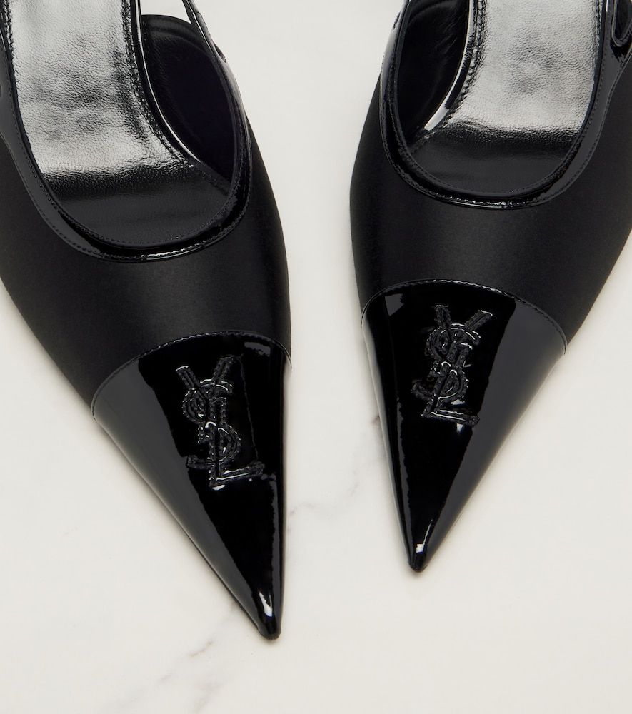 Escarpins slingback Renée en cuir et satin - Saint Laurent - Modalova