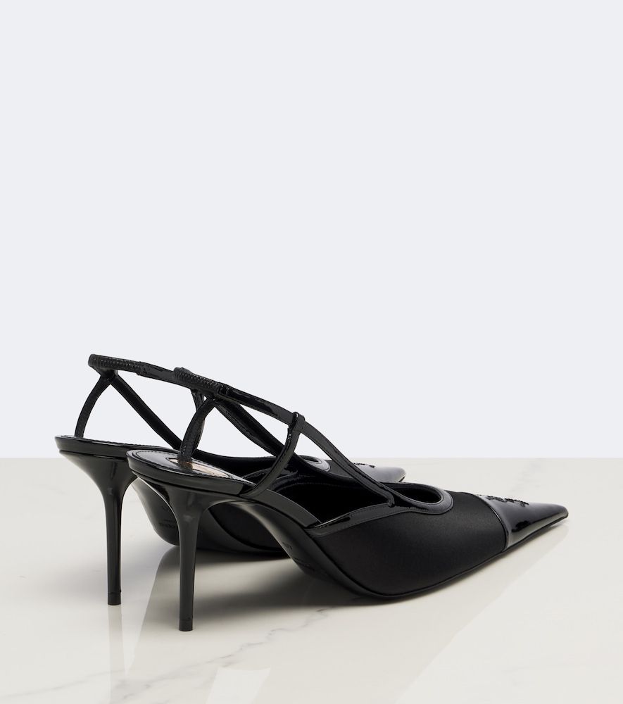 Escarpins slingback Renée en cuir et satin - Saint Laurent - Modalova
