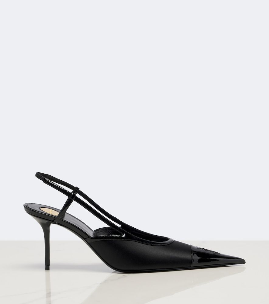 Escarpins slingback Renée en cuir et satin - Saint Laurent - Modalova