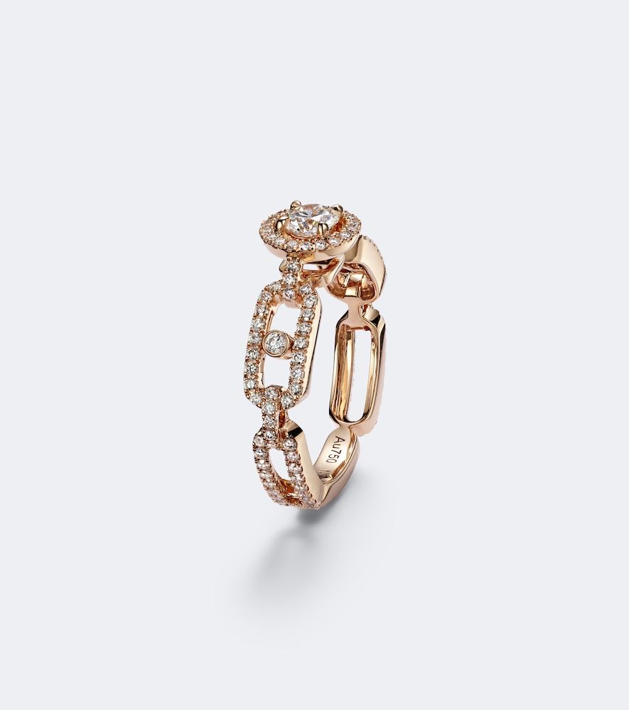 Bague Move Link Small en or rose 18 ct et diamants - Messika - Modalova