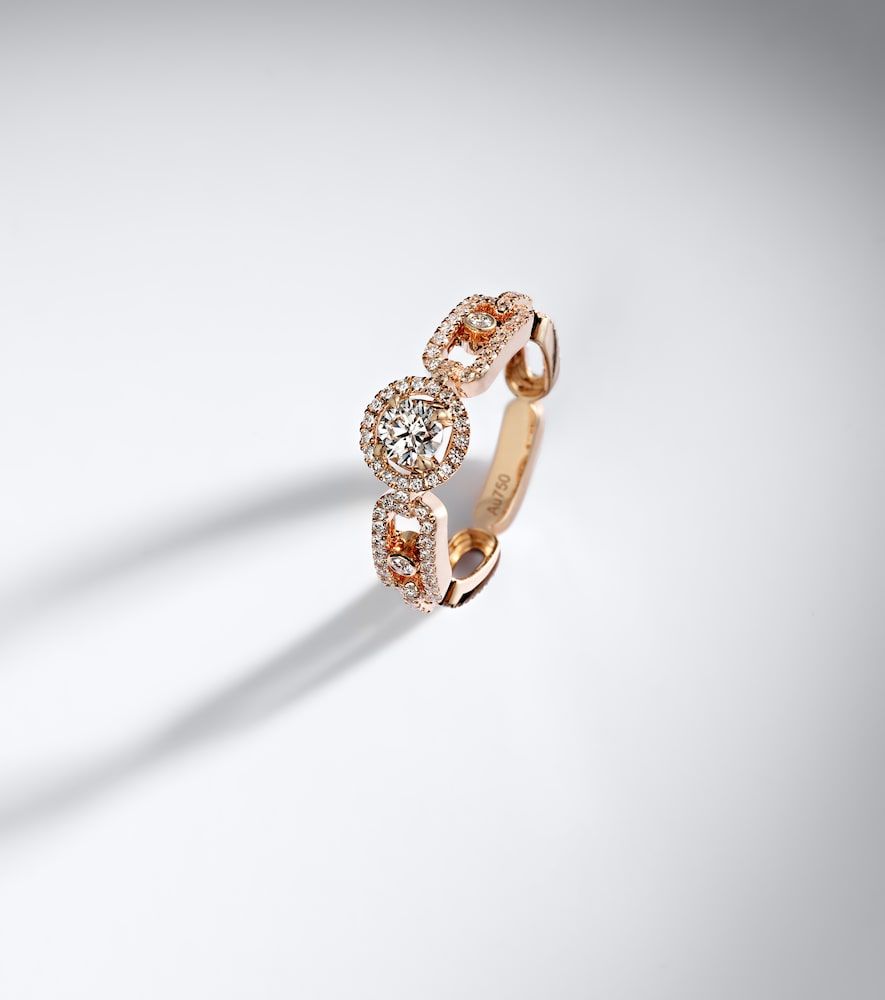 Bague Move Link Small en or rose 18 ct et diamants - Messika - Modalova