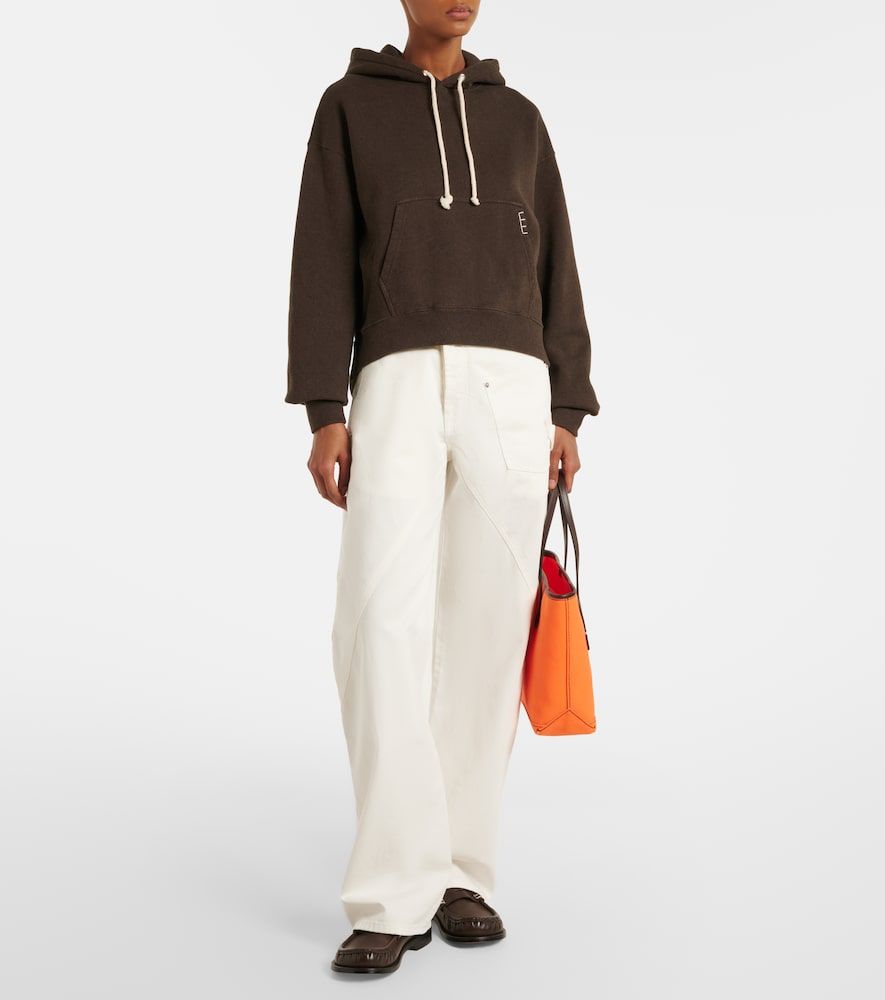 Sweat-shirt à capuche court en coton - JW Anderson - Modalova