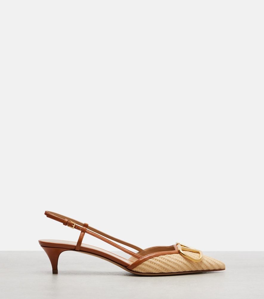 Escarpins slingback VLogo en raphia et cuir - Valentino Garavani - Modalova