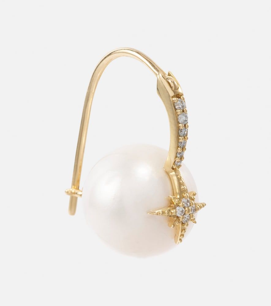 Boucles d'oreilles Starburst en or 14 ct, diamants et perles - Sydney Evan - Modalova