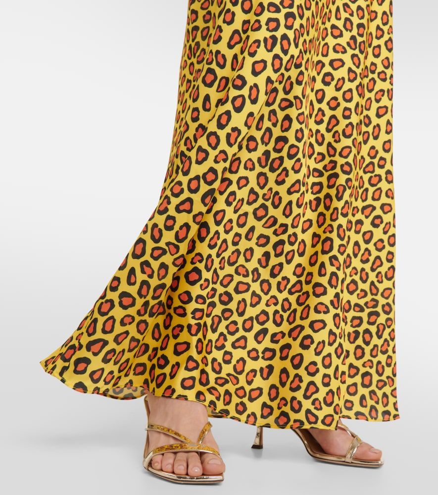 Robe longue en satin à motif léopard - Rabanne - Modalova