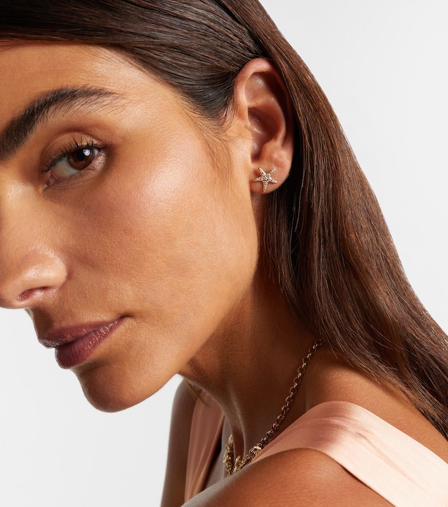 Boucles d'oreilles Starfish en or 14 ct et diamants - Sydney Evan - Modalova