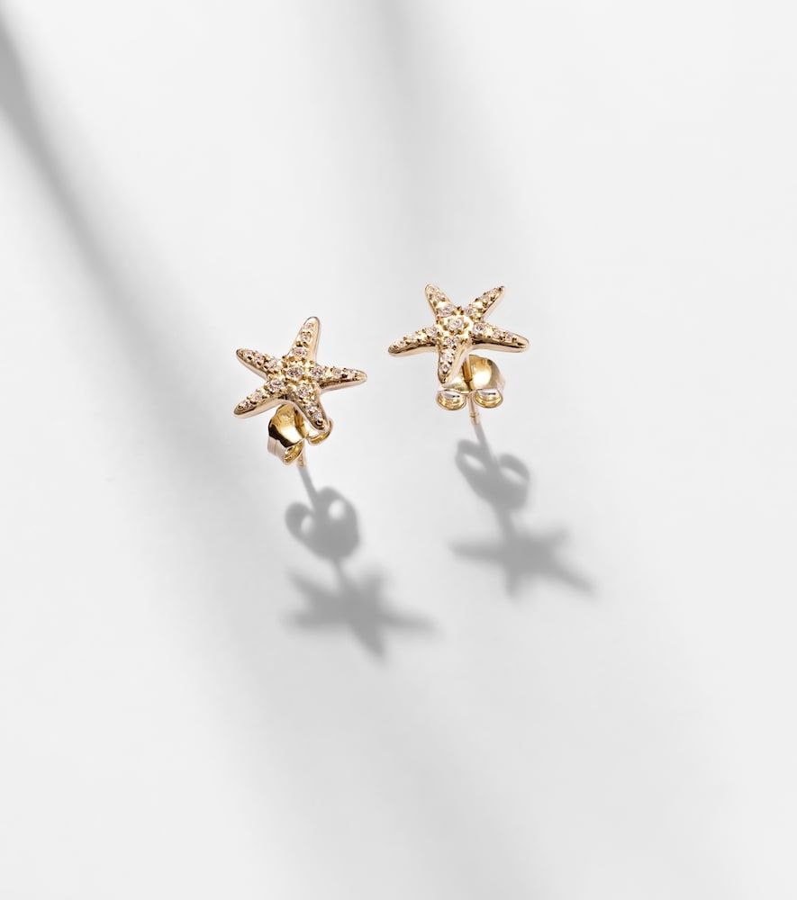 Boucles d'oreilles Starfish en or 14 ct et diamants - Sydney Evan - Modalova