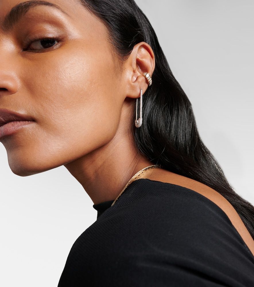 Boucles d'oreilles Extra Large Safety Pin en or blanc 18 ct et diamants - Anita Ko - Modalova