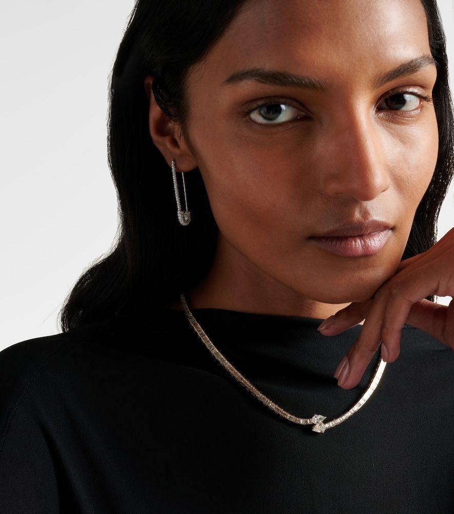Boucles d'oreilles Extra Large Safety Pin en or blanc 18 ct et diamants - Anita Ko - Modalova