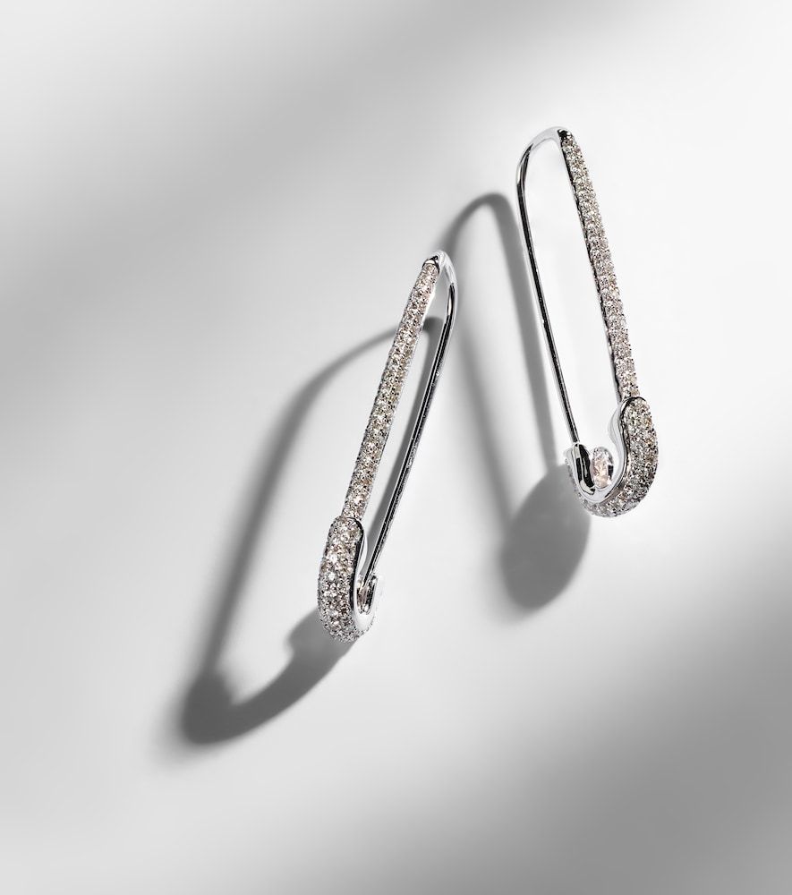 Boucles d'oreilles Extra Large Safety Pin en or blanc 18 ct et diamants - Anita Ko - Modalova