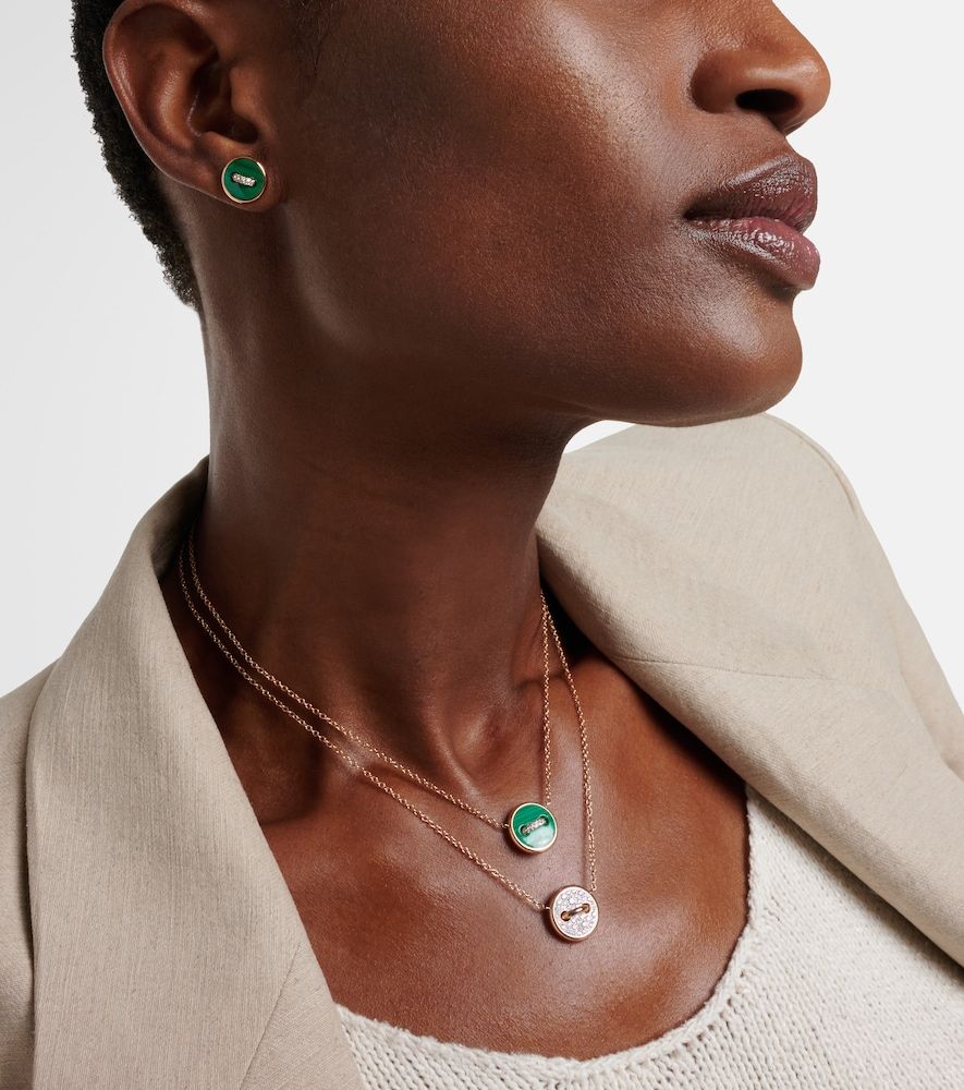 Boucles d'oreilles Pom Pom Dot en or rose 18 ct, malachite et diamants - Pomellato - Modalova