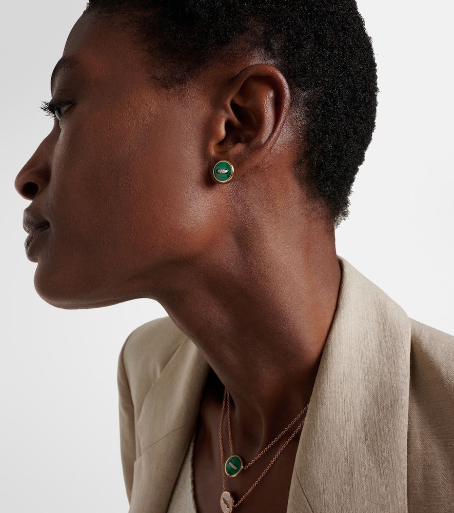 Boucles d'oreilles Pom Pom Dot en or rose 18 ct, malachite et diamants - Pomellato - Modalova