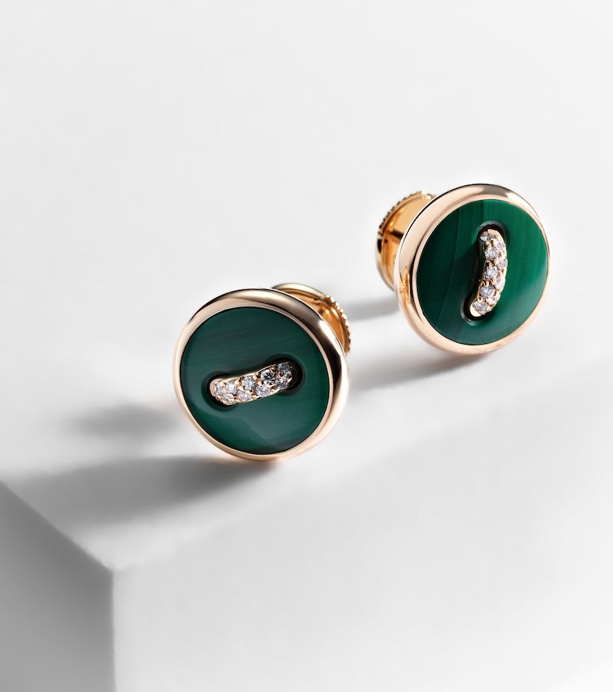 Boucles d'oreilles Pom Pom Dot en or rose 18 ct, malachite et diamants - Pomellato - Modalova