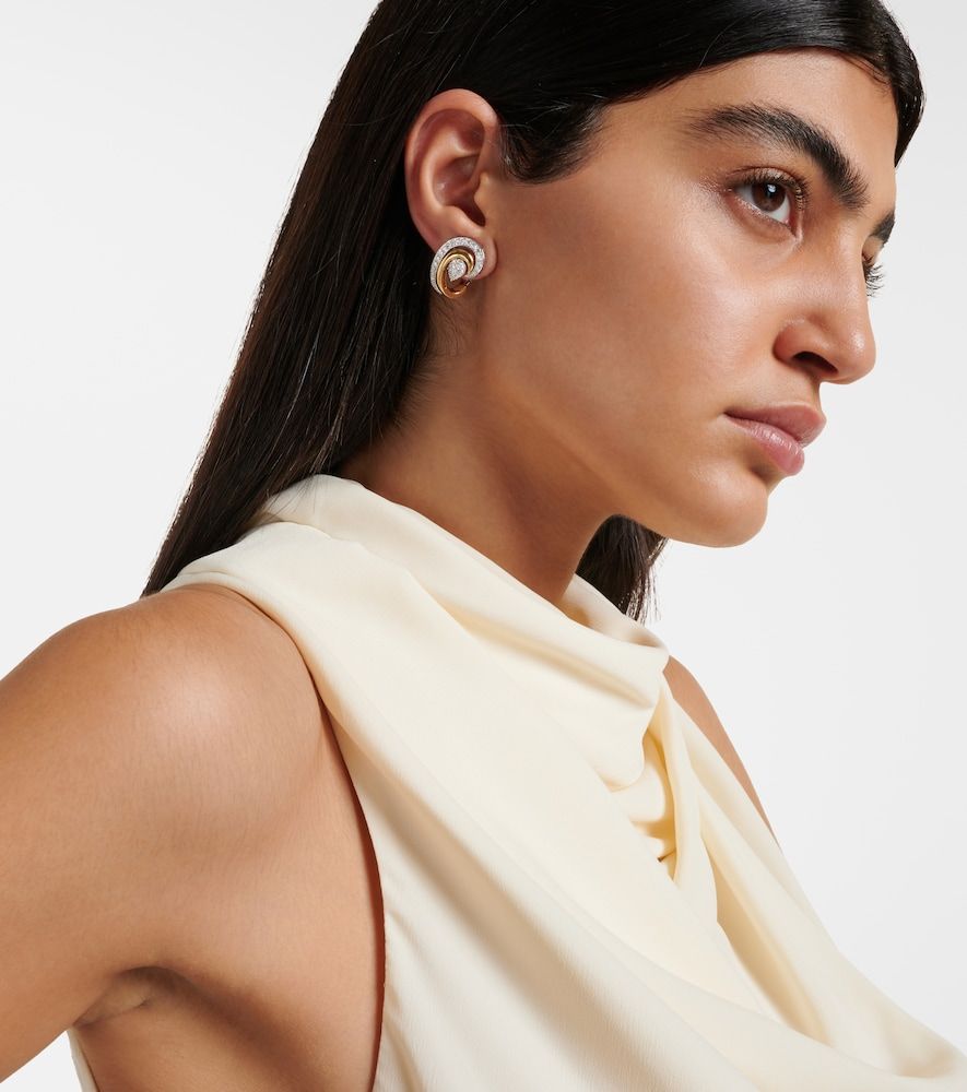 Boucles d'oreilles Golden Strada en or jaune et blanc 18 ct et diamants - Yeprem - Modalova