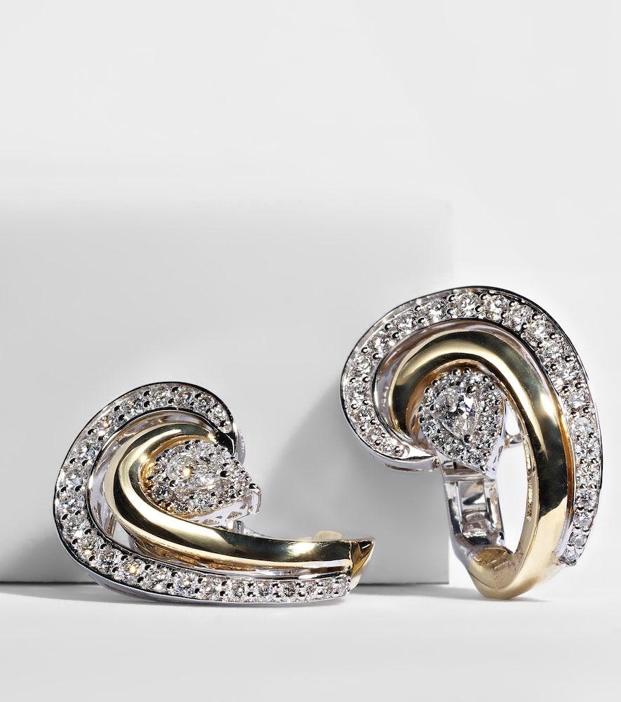 Boucles d'oreilles Golden Strada en or jaune et blanc 18 ct et diamants - Yeprem - Modalova
