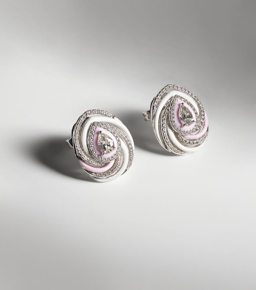 Boucles d'oreilles Oceane en or blanc 18 ct, émail et diamants - Kamyen - Modalova