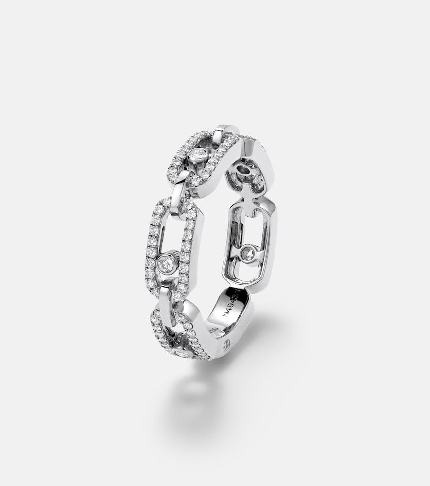 Bague Move Link en or blanc 18 ct et diamants - Messika - Modalova