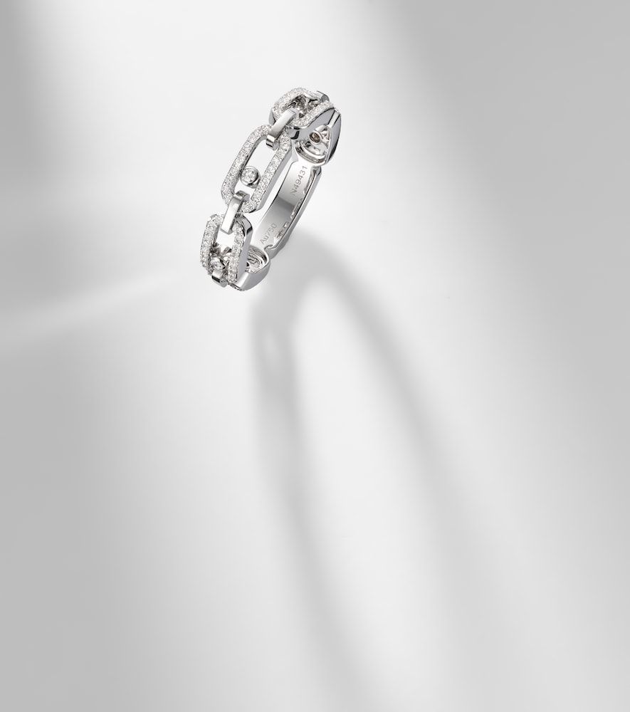 Bague Move Link en or blanc 18 ct et diamants - Messika - Modalova