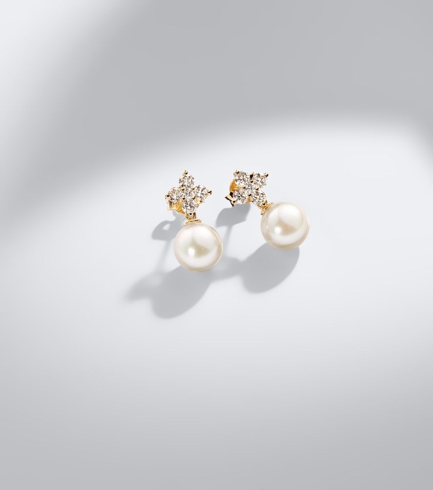 Boucles d'oreilles Bloom en or 18 ct, perles et diamants - Bucherer Fine Jewellery - Modalova