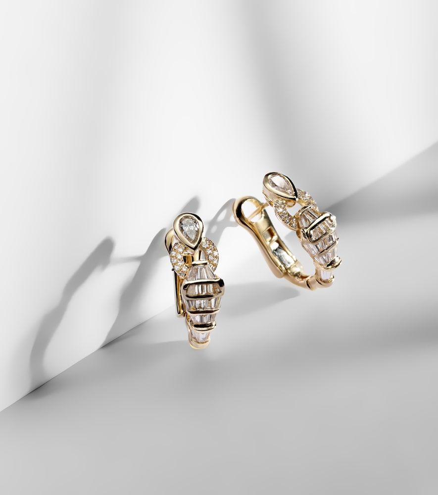 Boucles d'oreilles Serpentine en or 18 ct, grenats et diamants - Shay Jewelry - Modalova