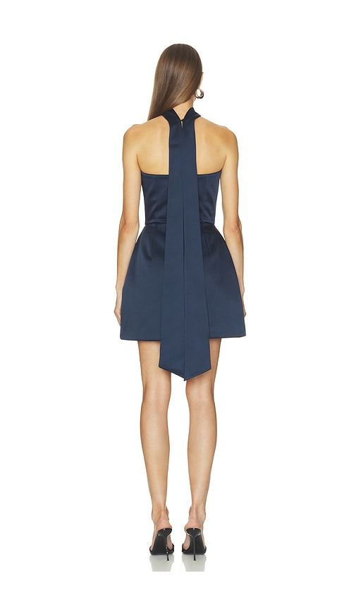ROBE MINI EN SATIN BLEU MARINE en . Taille 10/L. Also en 2/XS, 4/S, 6/SM, 8/M - Nadine Merabi - Modalova