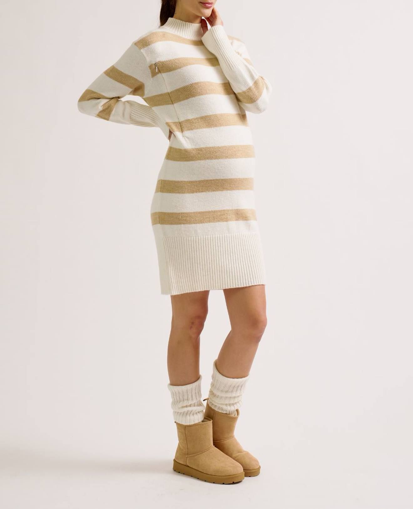 Robe Pull De Grossesse Et D'allaitement Normandie Ivoire - Cache Coeur - Modalova
