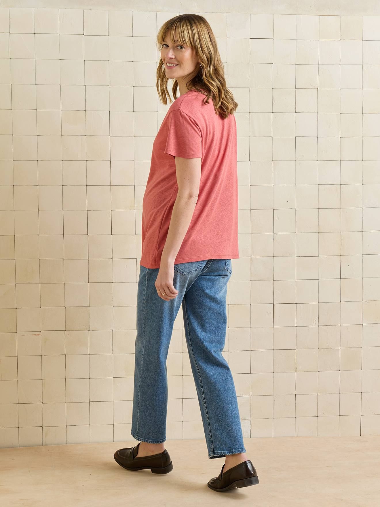 T-shirt grossesse col V vieux rose - Vertbaudet - Modalova