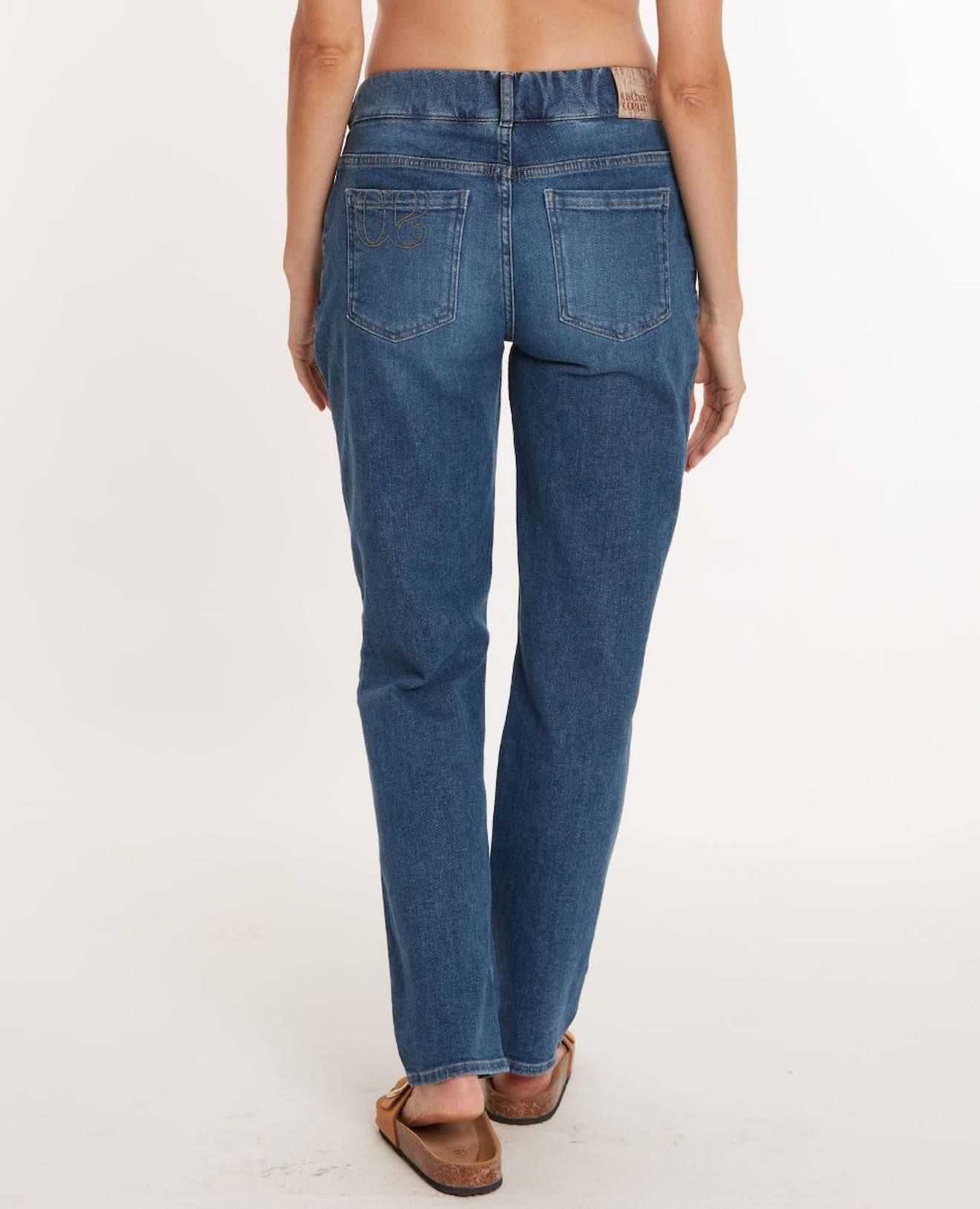 Jean De Grossesse Mom Fit Carrie Gris Mid Blue - Cache Coeur - Modalova