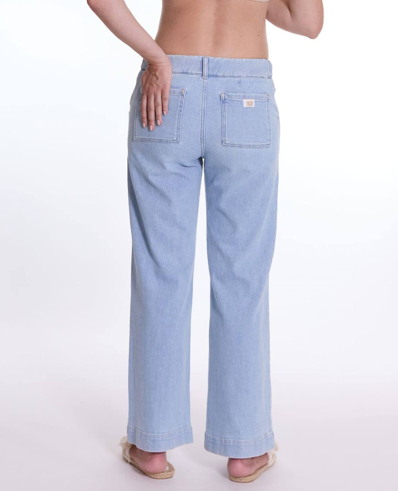 Jean De Grossesse Wide Leg Kelly Mid Light Blue - Cache Coeur - Modalova