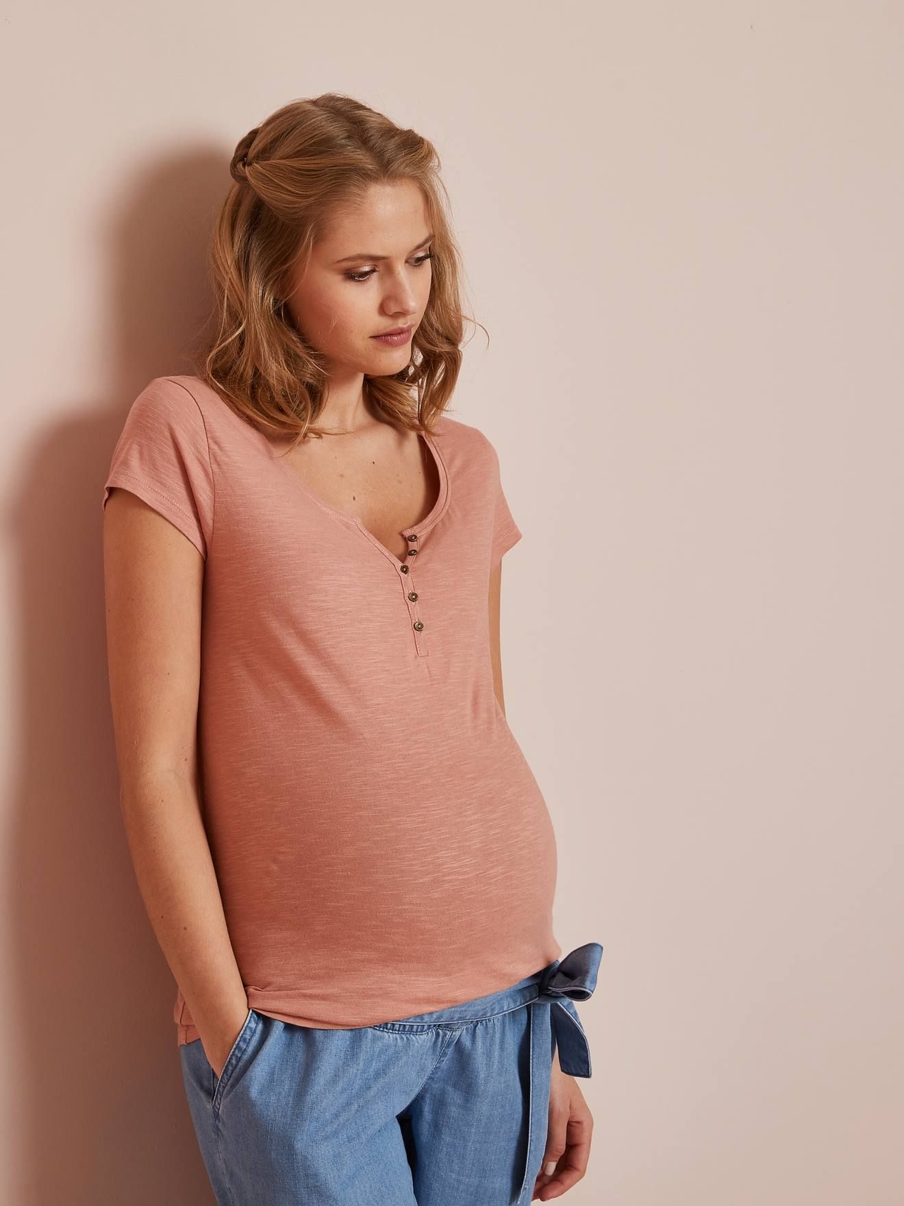 T-shirt tunisien de grossesse blush foncé - Vertbaudet - Modalova