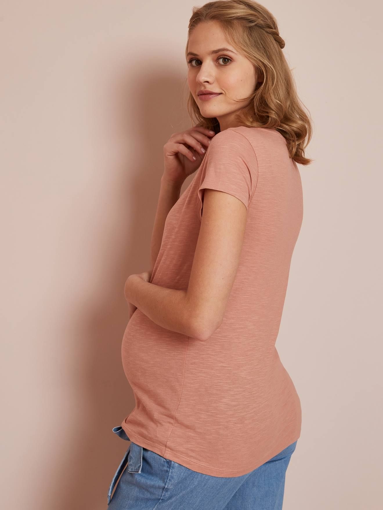 T-shirt tunisien de grossesse blush foncé - Vertbaudet - Modalova