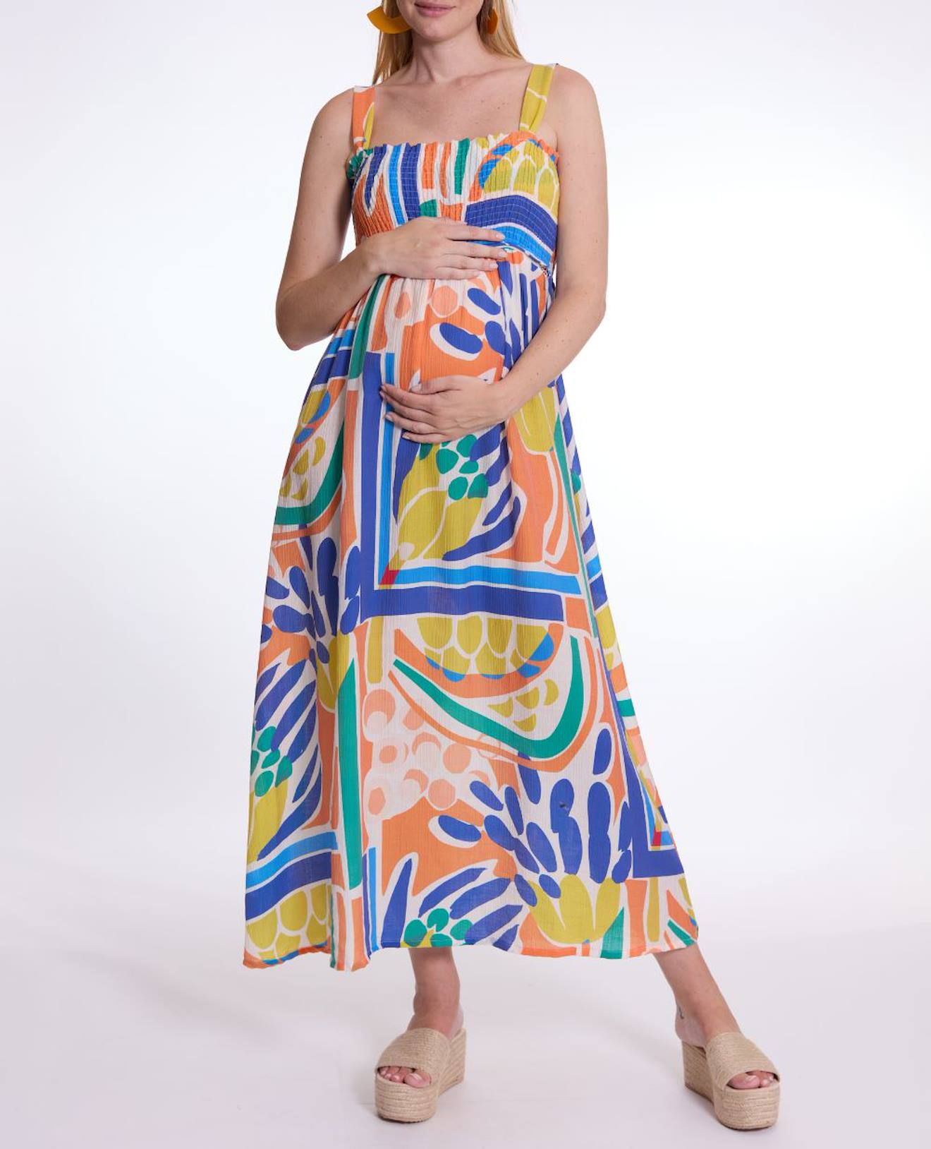 Robe Longue De Grossesse Et D'allaitement Naïade Multico - Cache Coeur - Modalova