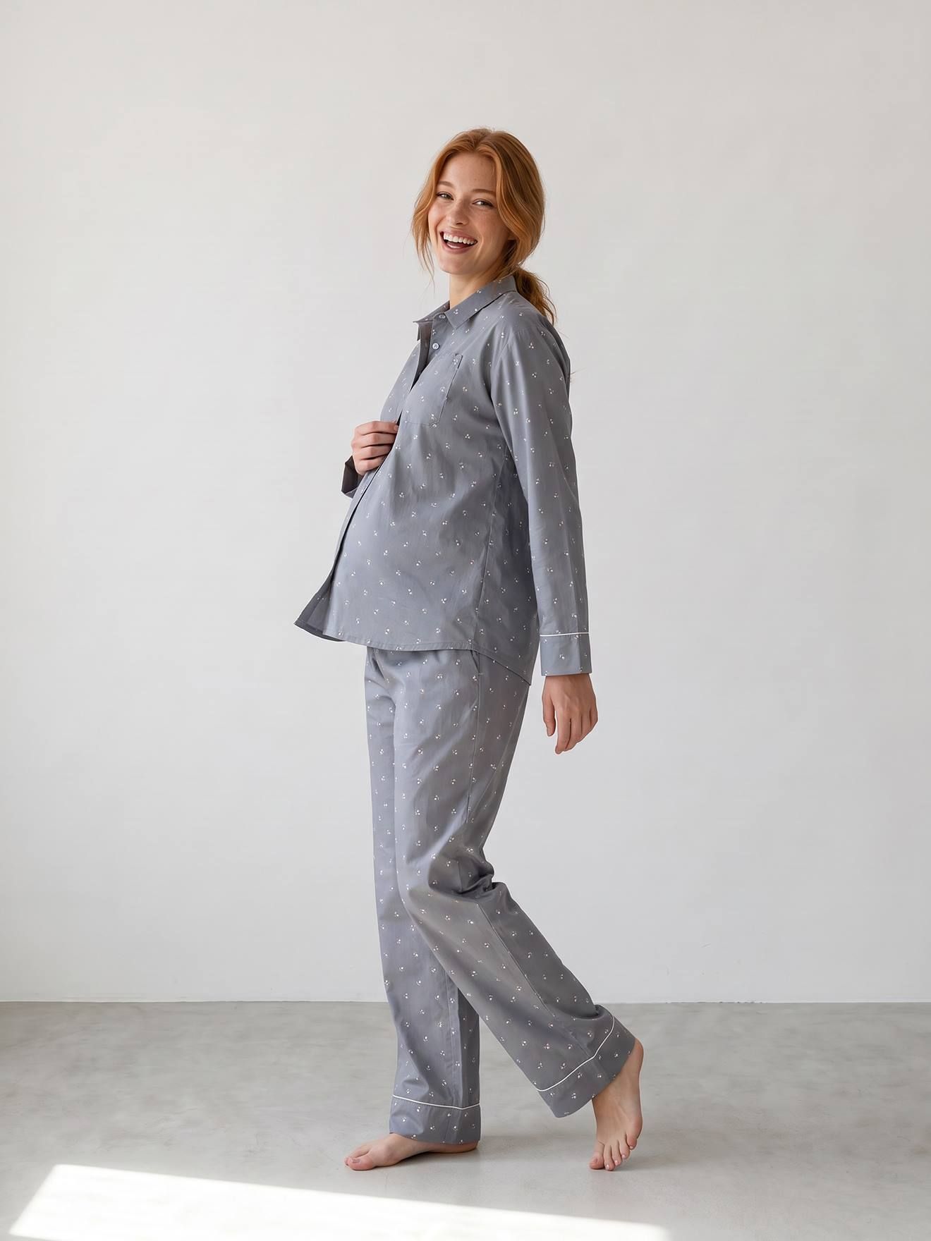 Pyjama grossesse et allaitement sauge - Vertbaudet - Modalova