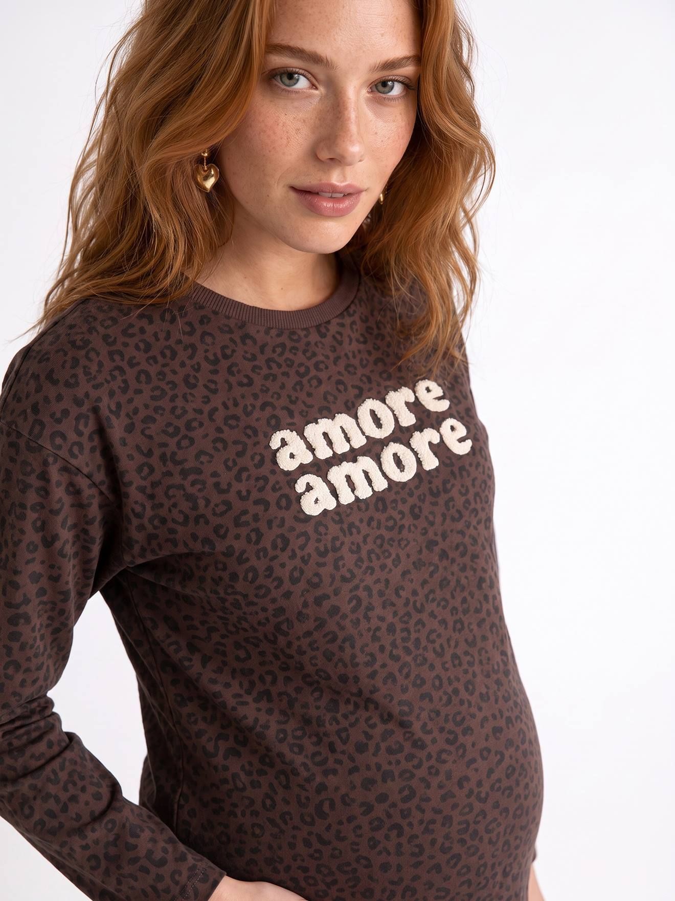 T-shirt grossesse manches longues chocolat - Vertbaudet - Modalova