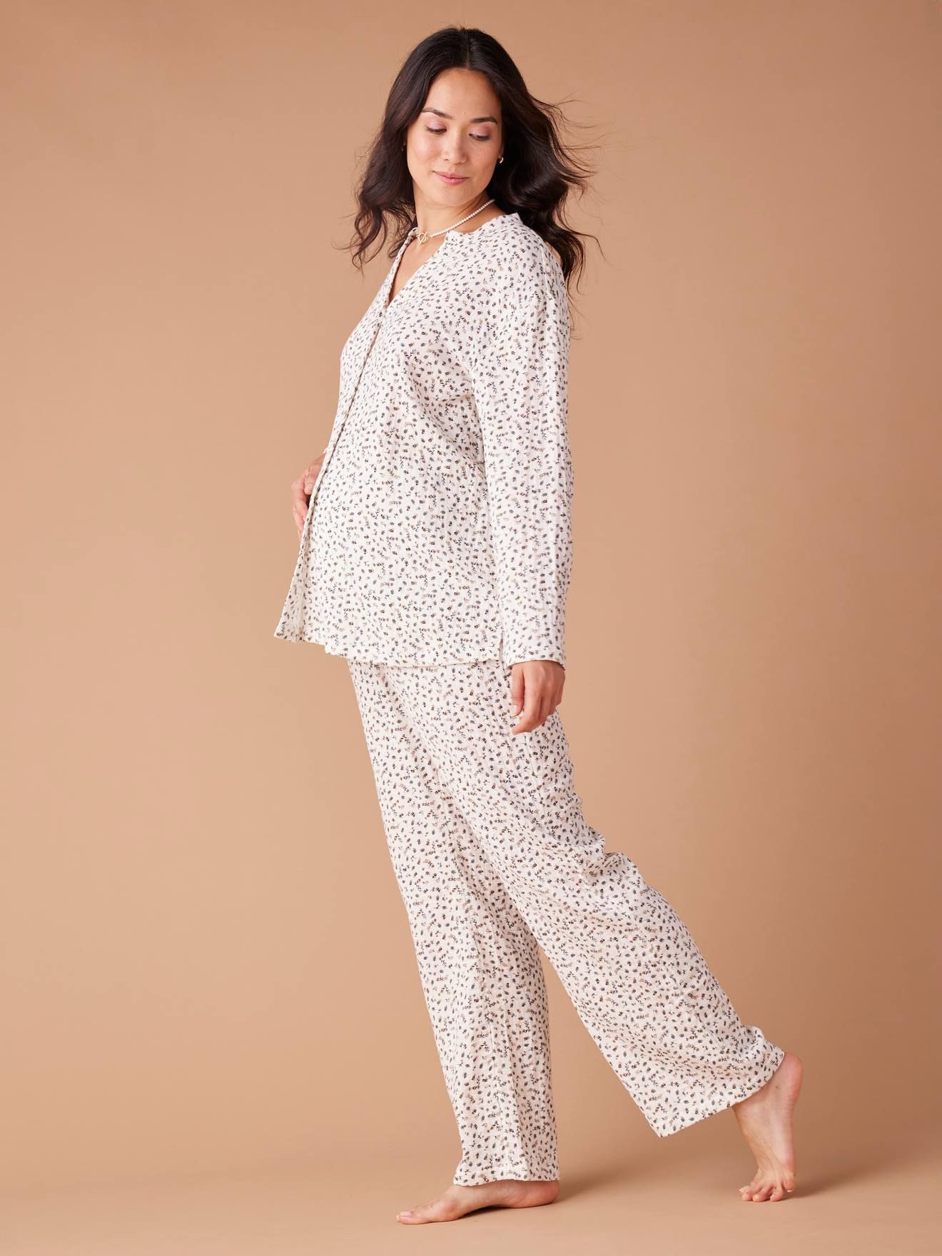 Pyjama grossesse 2 pièces en gaze de coton écru - Envie De Fraise - Modalova