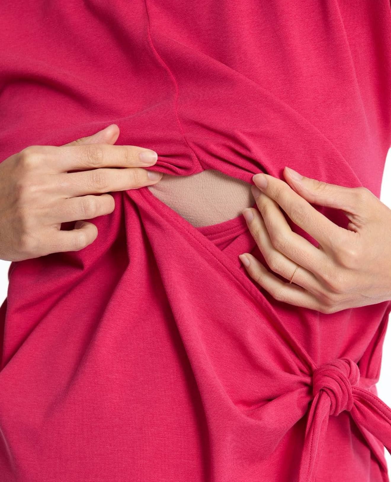 Robe Courte De Grossesse Et D'allaitement Matelot Fuchsia - Cache Coeur - Modalova