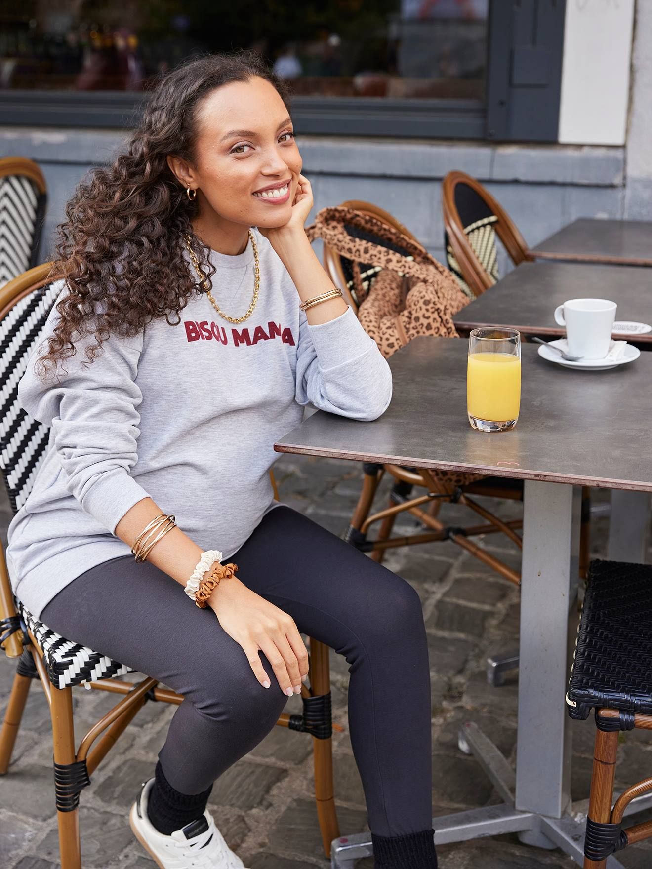 Ensemble sweat bisou mama et legging grossesse et postpartum chiné - Envie De Fraise - Modalova